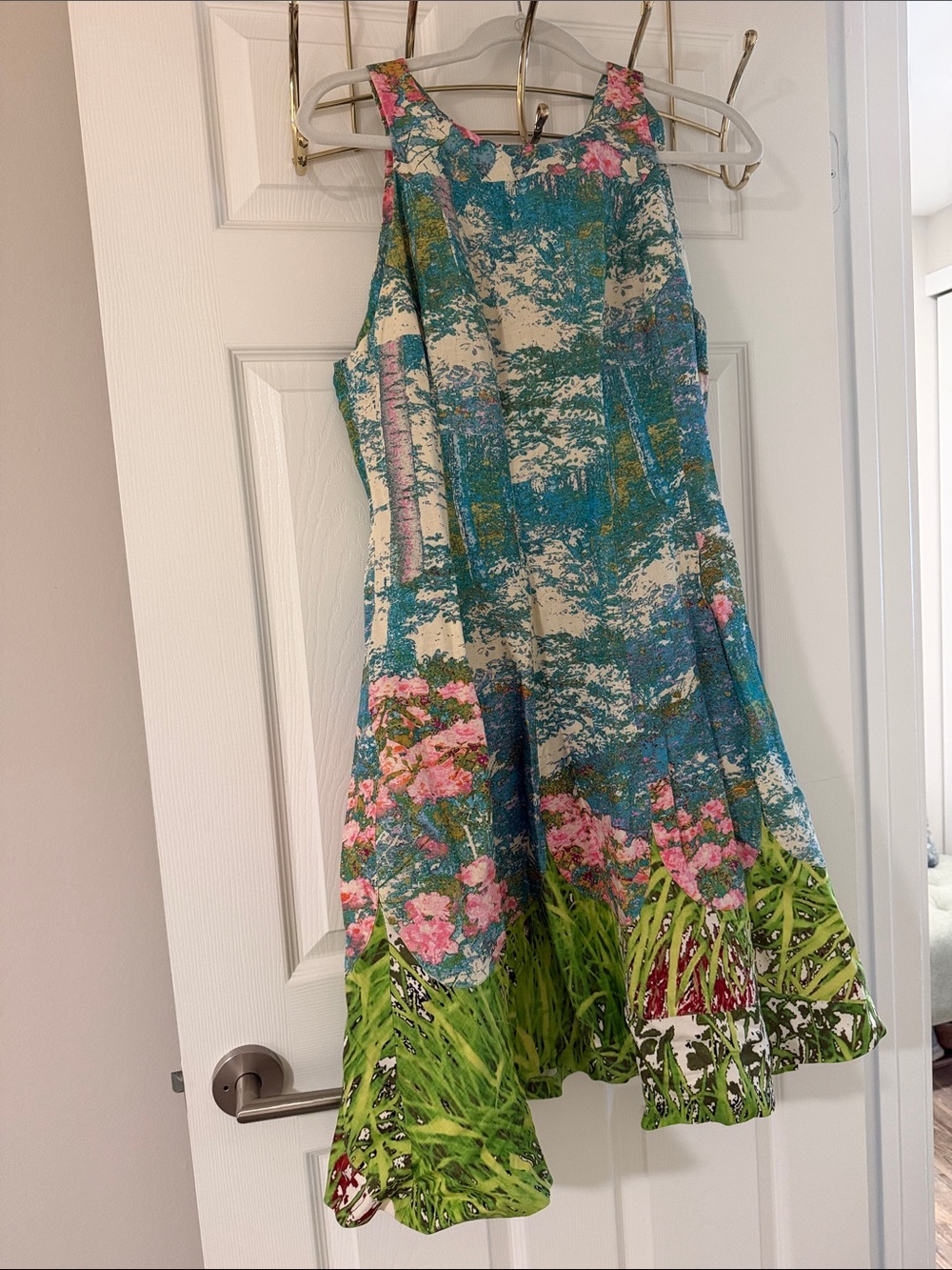 Tracy Reese Green, Blue & Pink Printed Midi Dress